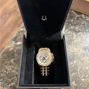 Bulova Gold Tone Crystal Men's Chronograph Watch